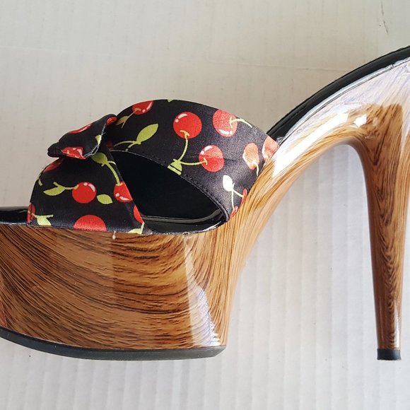 PENTHOUSE 6" Stiletto Cherry Mule NIB Sz 10 Platfo - Picture 7 of 8